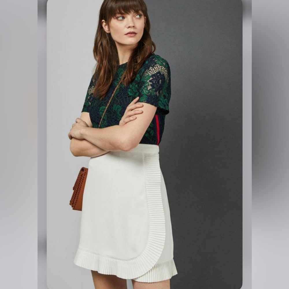 Ted Baker Avelina Ruffle mini skirt ivory white